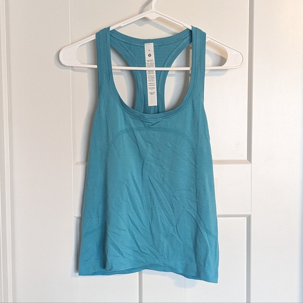 Lululemon Swiftly Tech Scoopneck Tank 2.0 Race Length - Fountain Blue sz 8